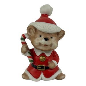 HOMCO Santa Bear W/ Candy Cane Figurine Anthropomorphic 5600 1980s Christmas